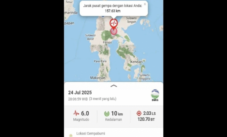 Gempa Guncang Poso 6,0 SR, Getaran Terasa Hingga Mamuju Sulbar! Tidak Berpotensi Tsunami