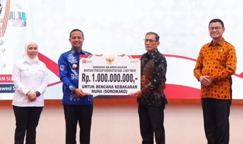 Gerak Cepat, Gubernur Sulsel Kucurkan Bantuan Rp1 Miliar untuk Korban Kebakaran Soroako